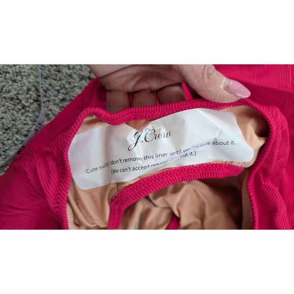 J. Crew Active Ribbed Long Sleeve One Piece Swimsuit Rash Guard Pink SZ 3X/24 - Picture 13 of 16